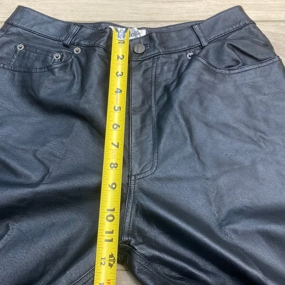 Bagatelle Real Black‎ Leather Pants High Rise Biker Punk Grunge Womens Vintage - Picture 14 of 15